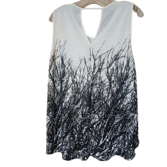 Fresh Fx Womens Graphic Black and White Tree pattern Airy Light chiffon Size Med - Picture 2 of 6